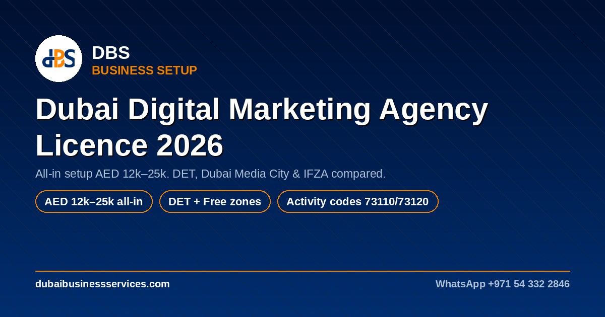 Digital Marketing Agency Licence Dubai 2026 | AED 12k–25k