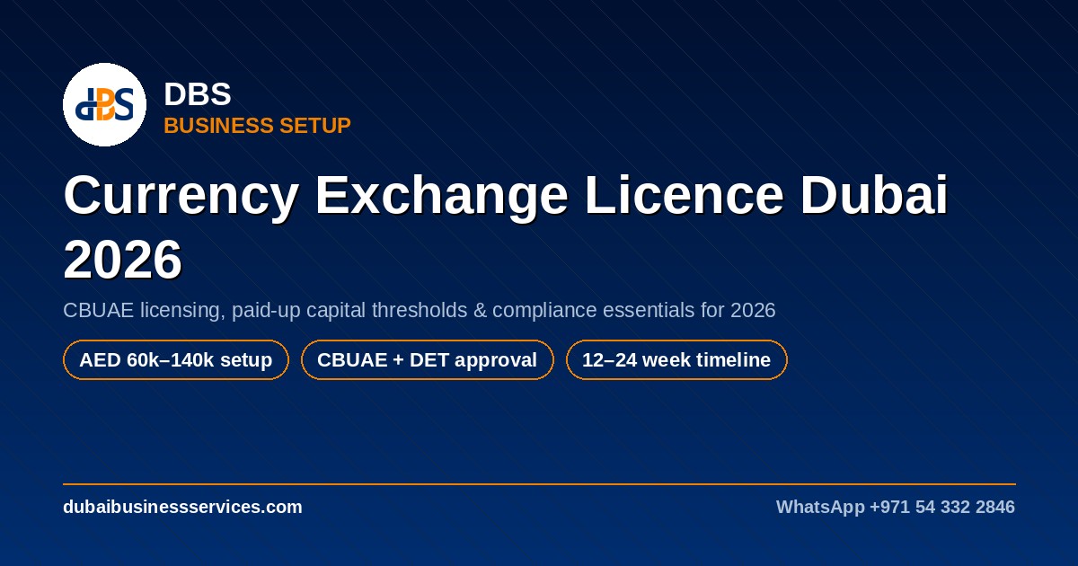 Currency Exchange Licence Dubai 2026: CBUAE Capital & Costs