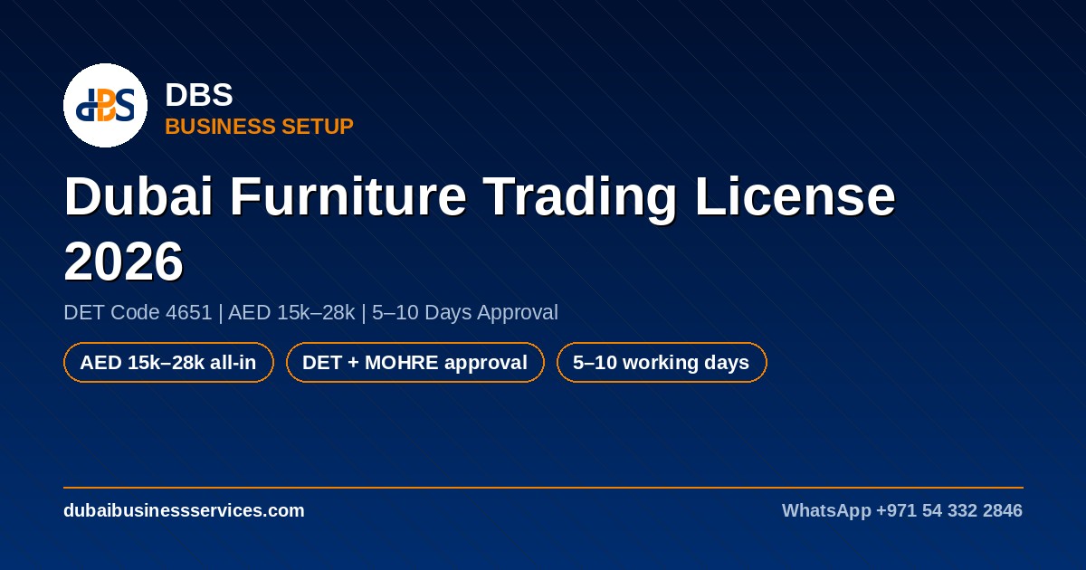 Dubai Furniture Trading License 2026: Cost & DET Codes