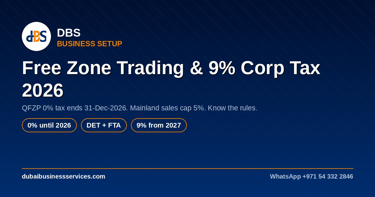 UAE Corporate Tax Free Zone Trading 2026: 9% Rate Rules