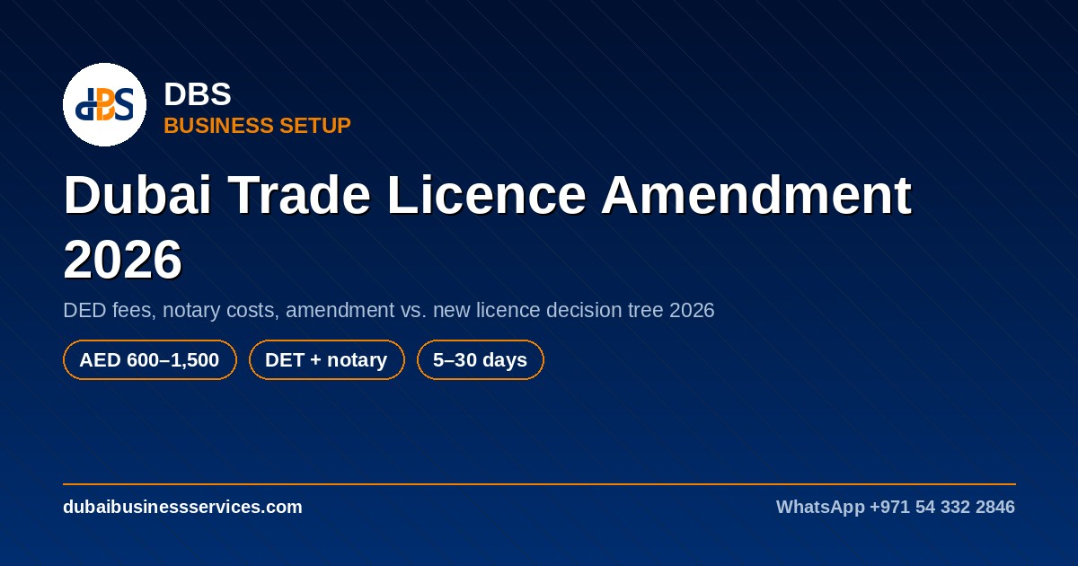 Dubai Trade Licence Amendment 2026: DED Fees & Costs